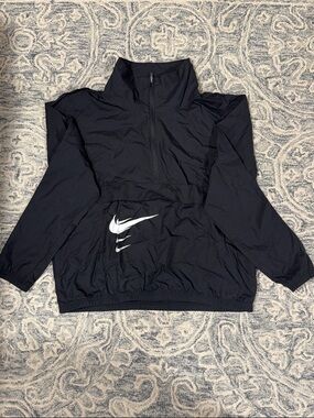 Nike Black Pullover track jacket with Swooshes